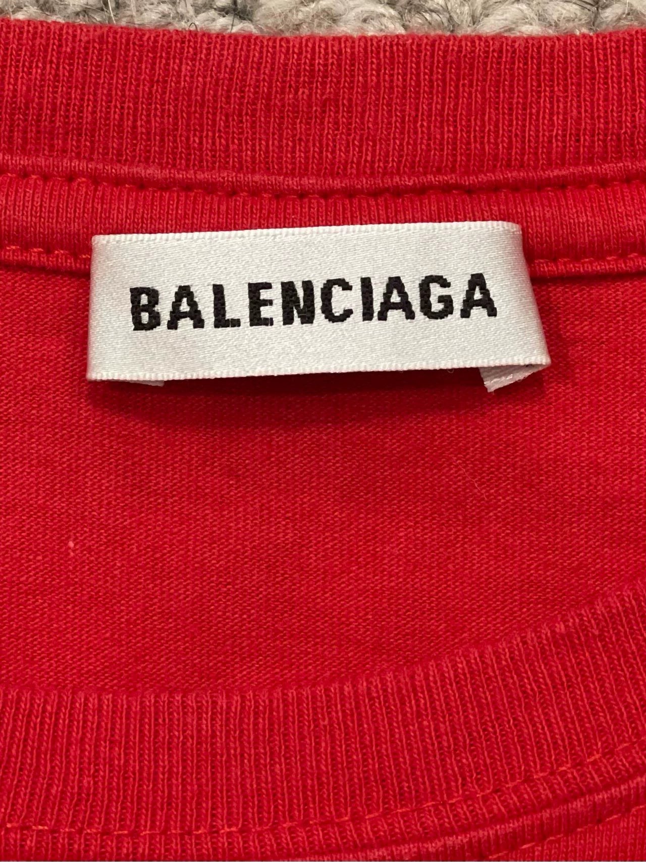 Balenciaga red wheat ears double B short sleeved shirt