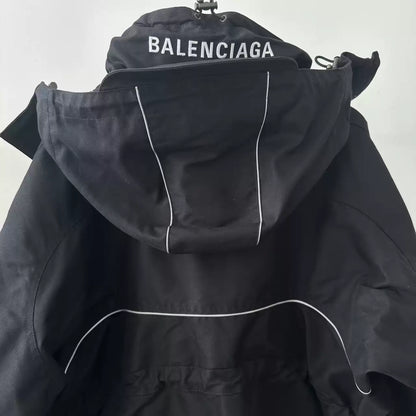 Balenciaga Swing Parka embroidered logo on the back of the jacket