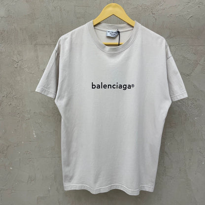 Balenciaga beige mailbox small logo short sleeved shirt