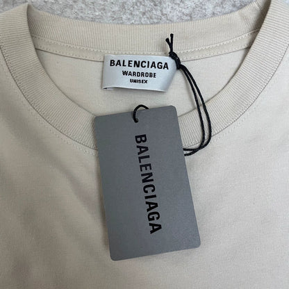 Balenciaga beige mailbox small logo short sleeved shirt