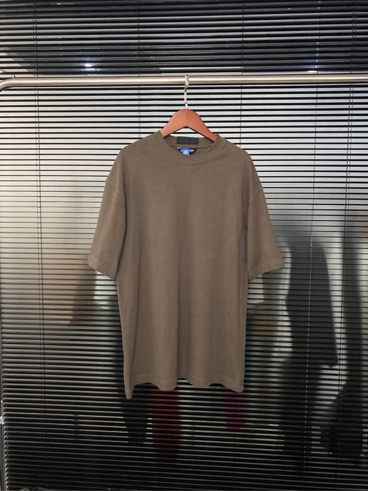 Balenciaga Embroidered logo on the back of mocha color short sleeved shirt