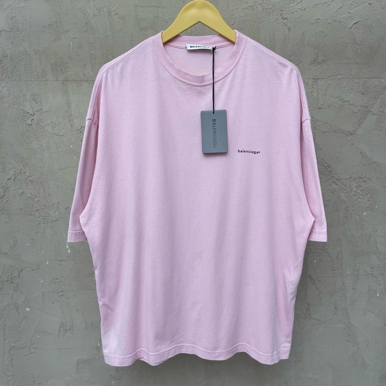 Balenciaga light pink small logo short sleeved shirt