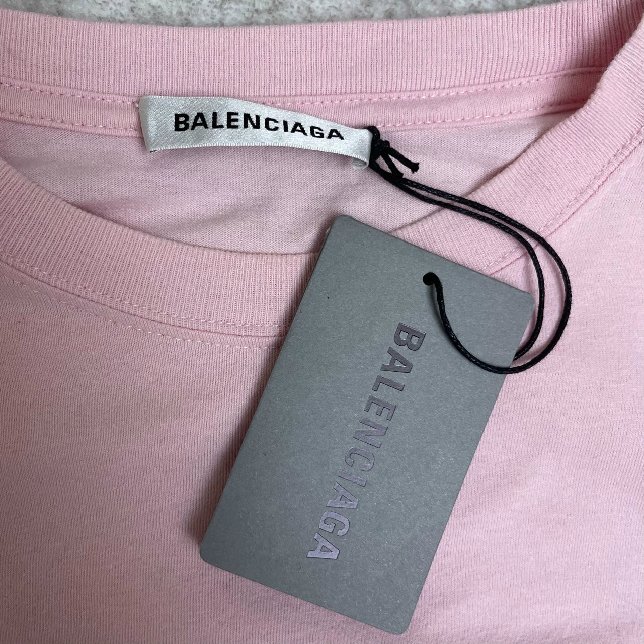 Balenciaga light pink small logo short sleeved shirt