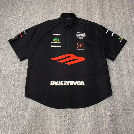 Balenciaga 3B Embroidered Logo Racing Shirt Short Sleeve