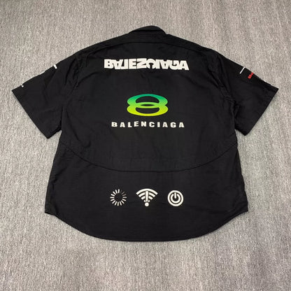 Balenciaga 3B Embroidered Logo Racing Shirt Short Sleeve