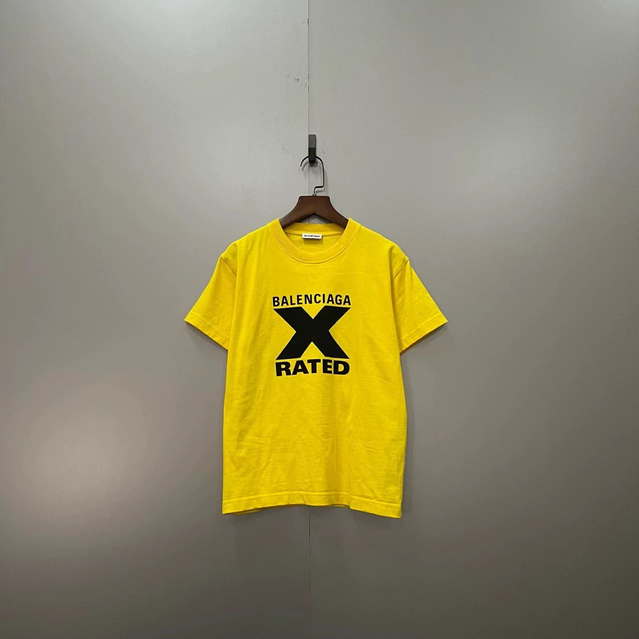 Balenciaga Yellow Pattern Printed Logo Short Sleeve