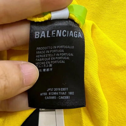 Balenciaga Yellow Pattern Printed Logo Short Sleeve