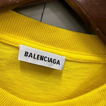 Balenciaga Yellow Pattern Printed Logo Short Sleeve