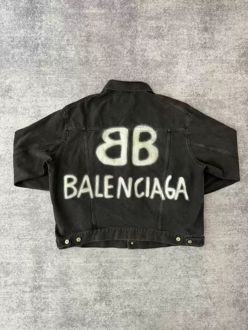 Balenciaga Nightglow Graffiti Double B denim jacket