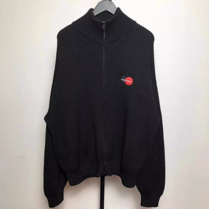 Balenciaga Black Mastercard Letter Wool Knitted Zipper Jacket