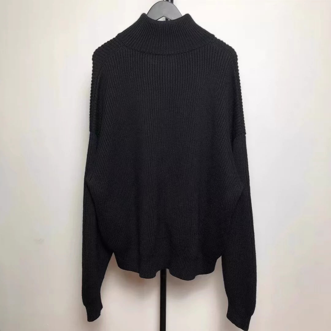 Balenciaga Black Mastercard Letter Wool Knitted Zipper Jacket