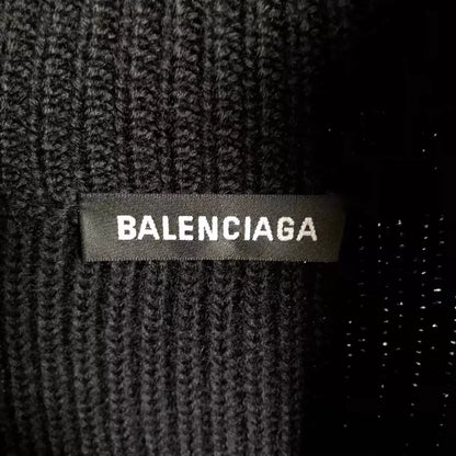 Balenciaga Black Mastercard Letter Wool Knitted Zipper Jacket