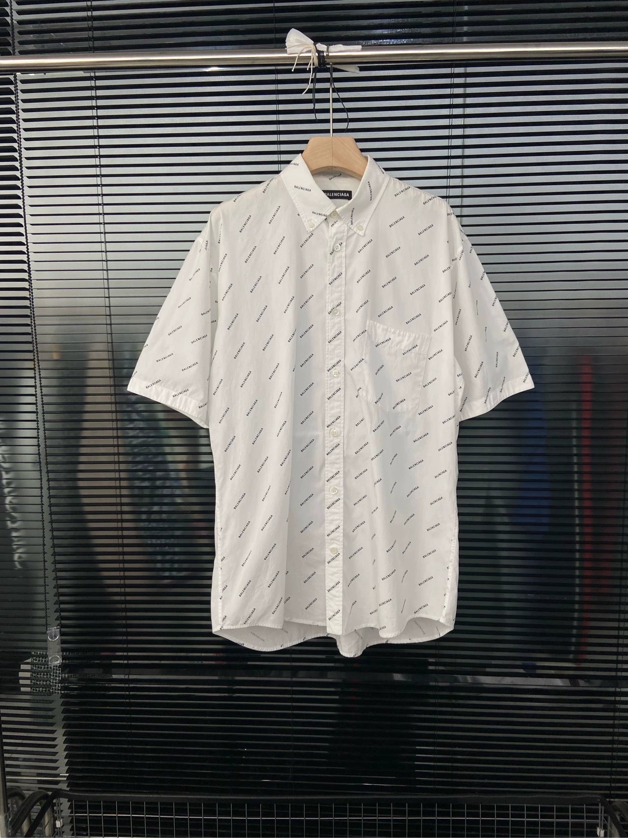 Balenciaga white barrage printed shirt