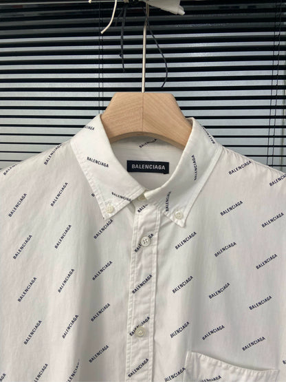 Balenciaga white barrage printed shirt