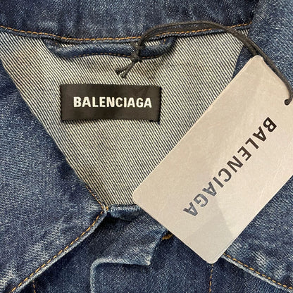 Balenciaga deep blue embroidered Mastercard logo denim jacket