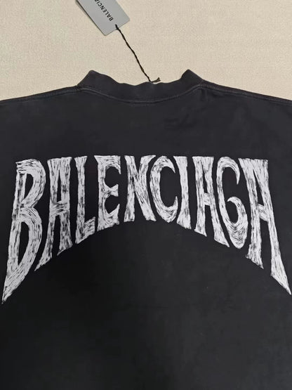 Balenciaga 24ss Totem Graffiti Washed and Used Short Sleeve T-shirt