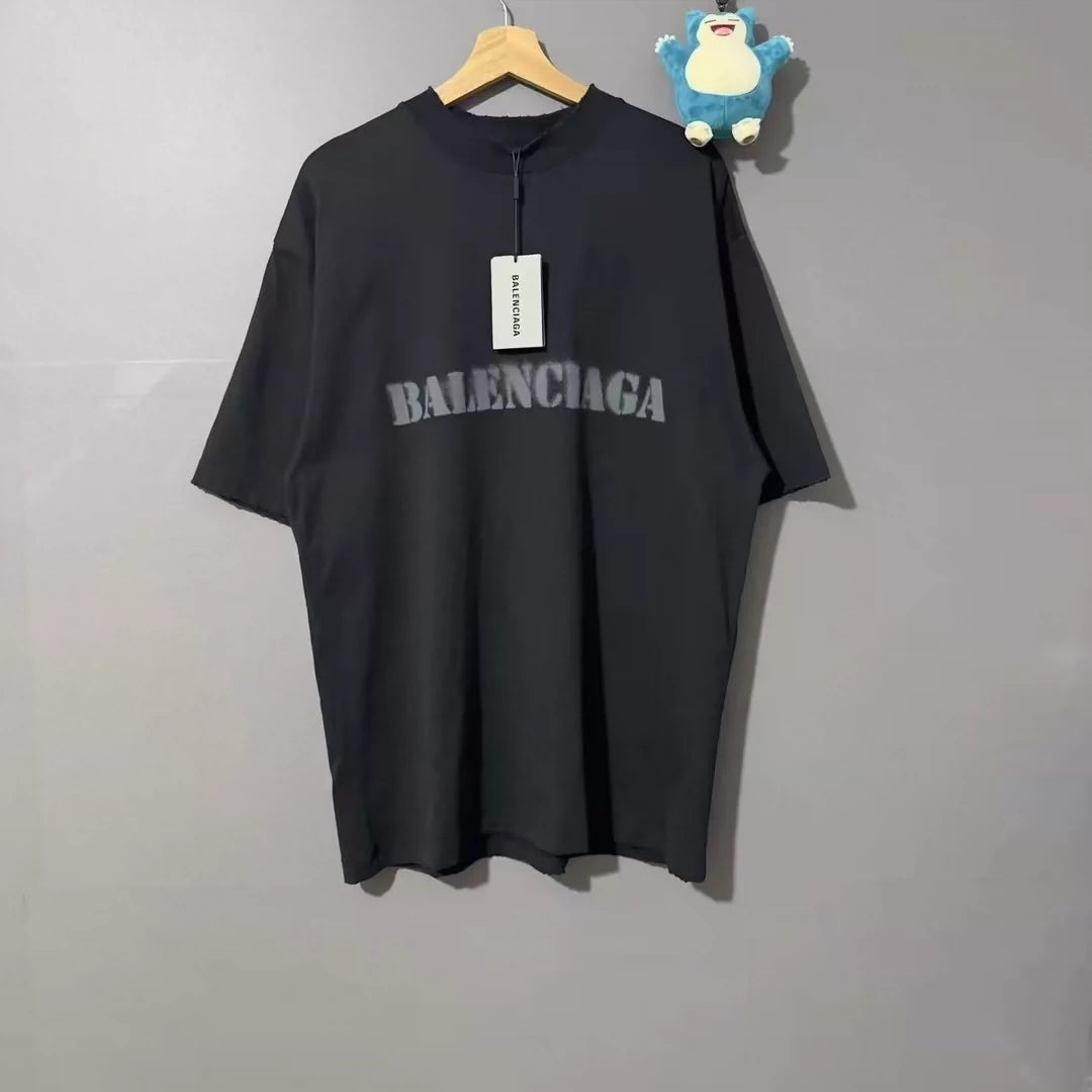 Balenciag SS24 letter printed logo black short sleeved shirt