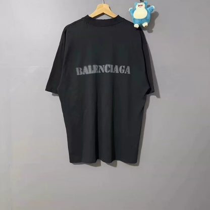 Balenciag SS24 letter printed logo black short sleeved shirt