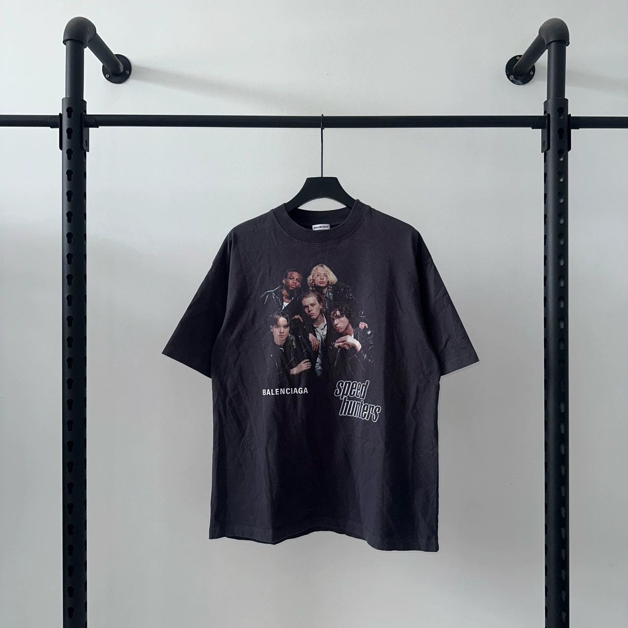 Balenciaga FW18 SpeedHunters Band Portrait Printed Logo Short Sleeve