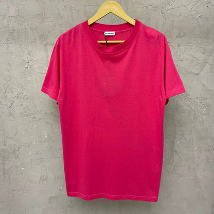 Balenciaga dragon fruit color with fabric logo on the back short sleeved shirt