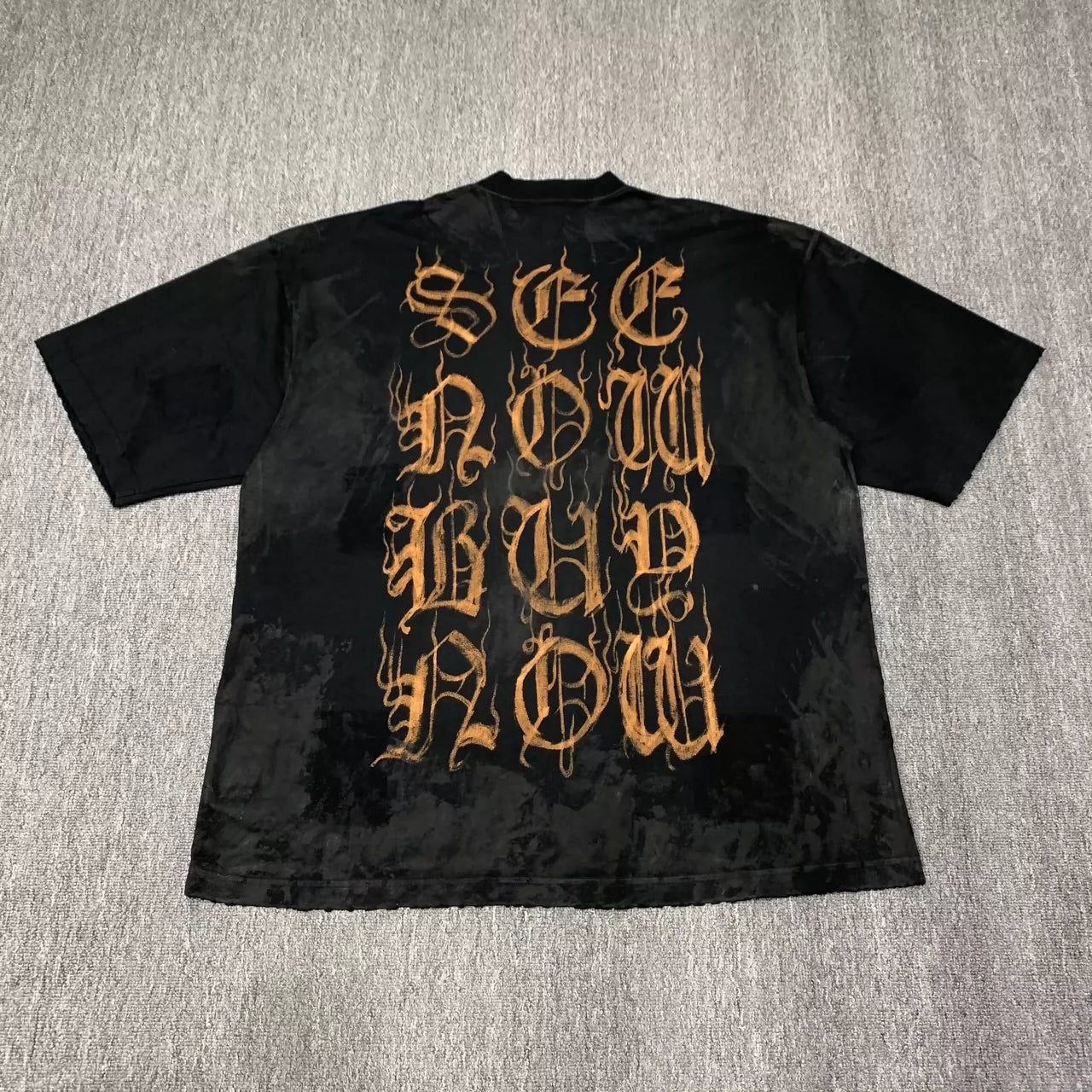 Balenciaga Mud Staining Destruction Old Sanskrit Letters,Short Sleeves