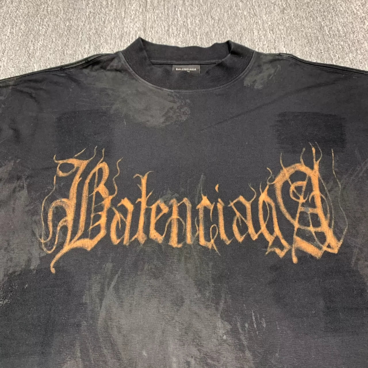 Balenciaga Mud Staining Destruction Old Sanskrit Letters,Short Sleeves