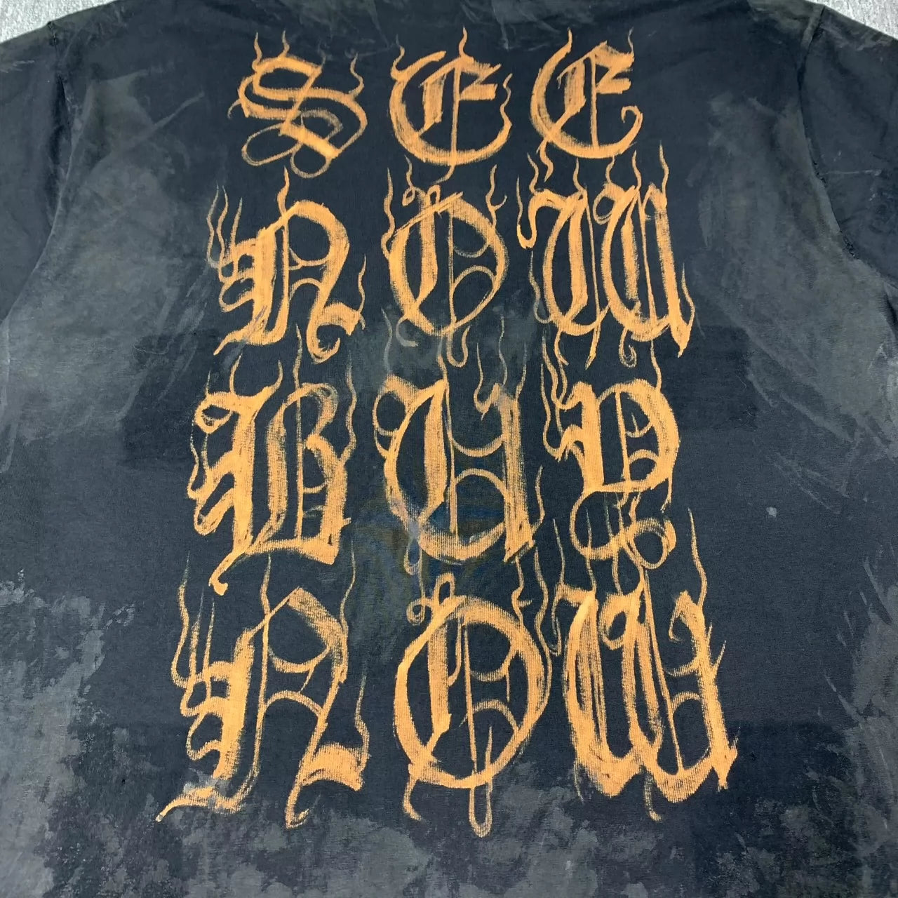 Balenciaga Mud Staining Destruction Old Sanskrit Letters,Short Sleeves