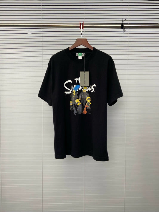 Balenciaga x The Simpsons cartoon print round neck short sleeved shirt