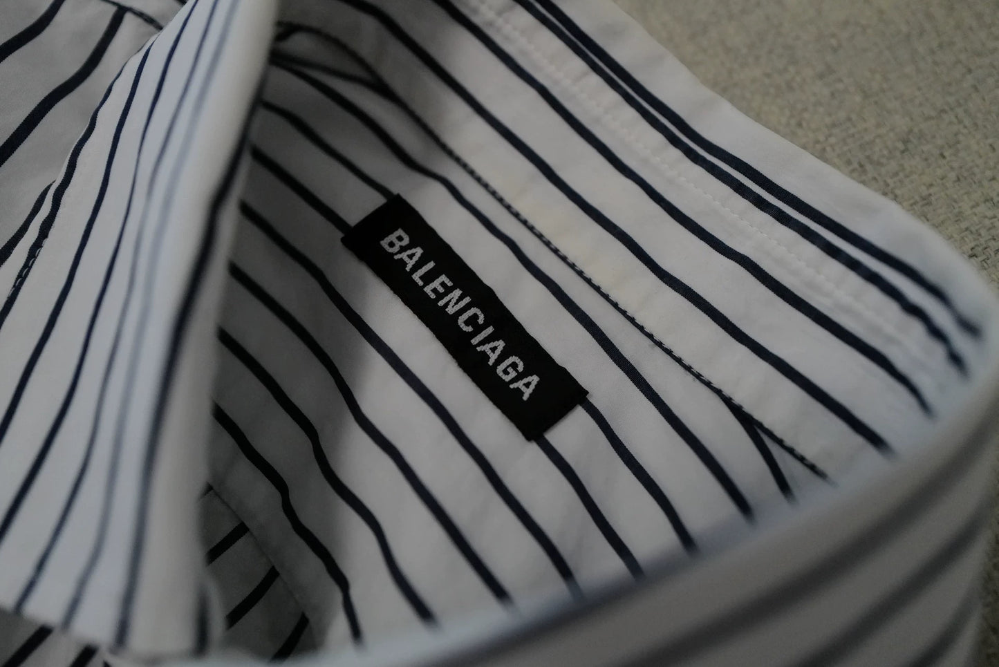 Balenciaga Classic Vertical Stripe Single Pocket Short Sleeve