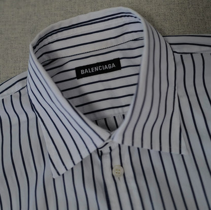 Balenciaga Classic Vertical Stripe Single Pocket Short Sleeve