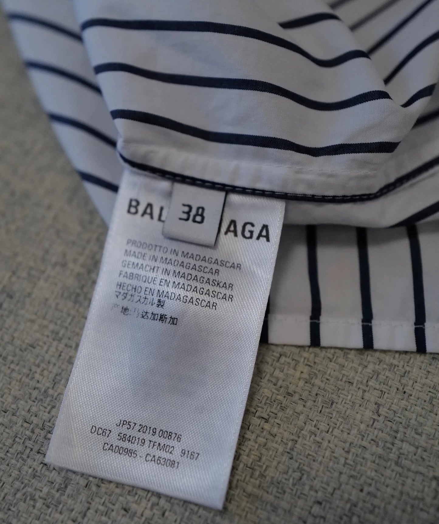 Balenciaga Classic Vertical Stripe Single Pocket Short Sleeve