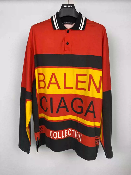 Balenciaga color blocked long sleeved polo shirt