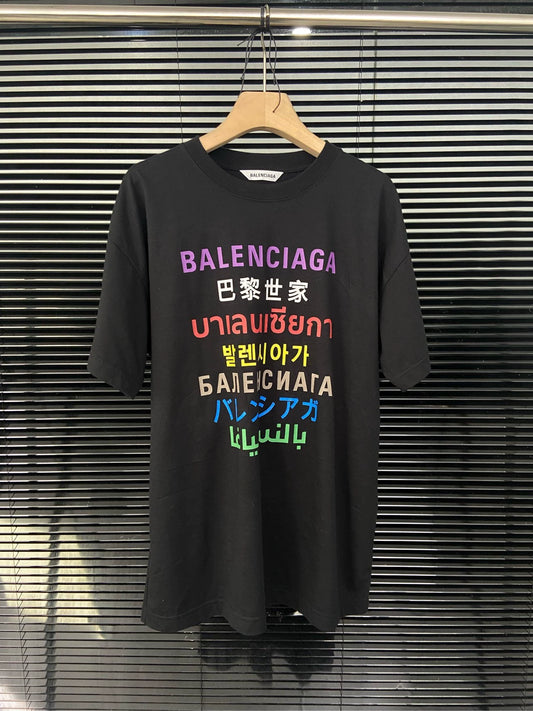 Balenciaga 7-language logo short sleeved shirt