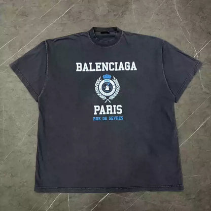 Balenciaga FW22 vintage ice blue wheat ear short sleeved shirt