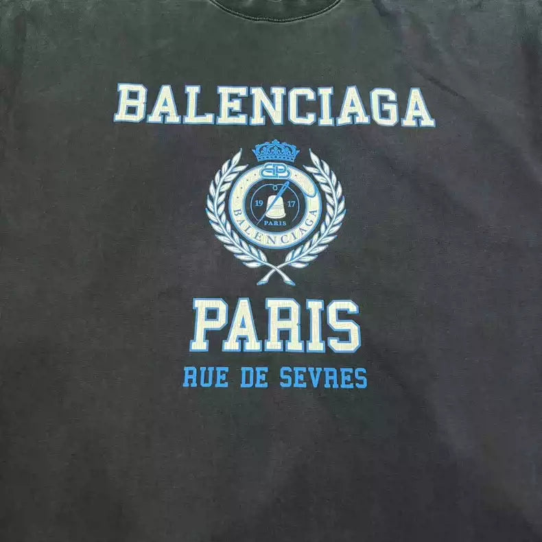 Balenciaga FW22 vintage ice blue wheat ear short sleeved shirt