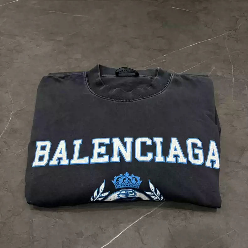 Balenciaga FW22 vintage ice blue wheat ear short sleeved shirt