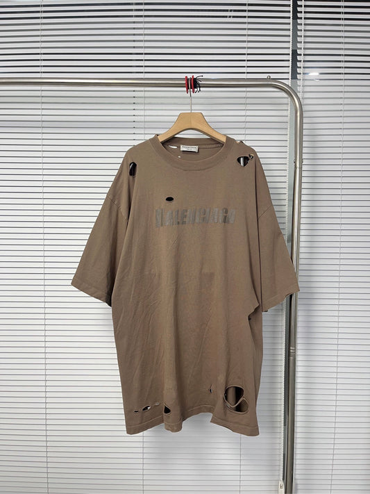 Balenciaga Broken Hole Letter Short Sleeve