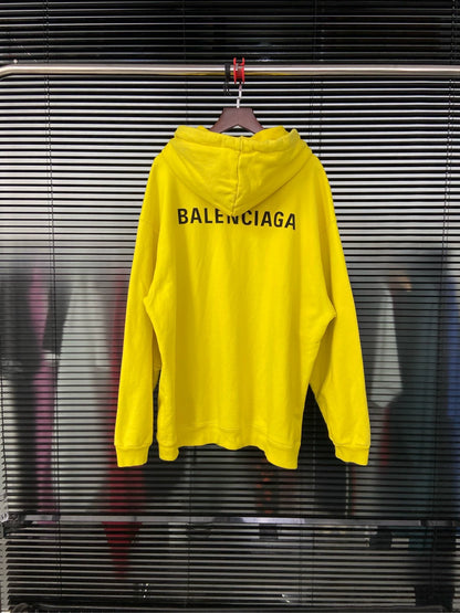 Balenciaga front and back logo letter pattern yellow hoodie