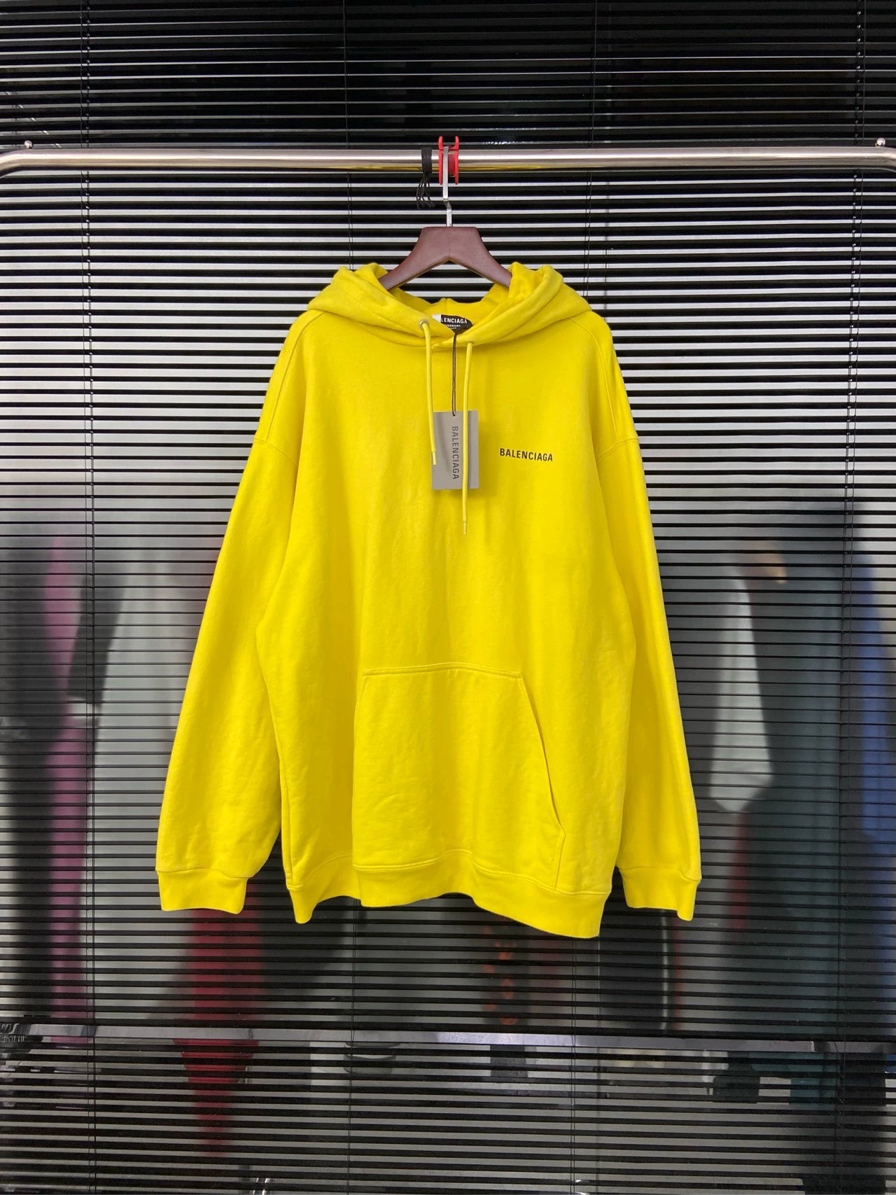 Balenciaga front and back logo letter pattern yellow hoodie