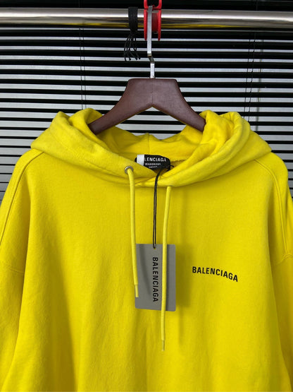 Balenciaga front and back logo letter pattern yellow hoodie