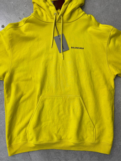 Balenciaga front and back logo letter pattern yellow hoodie