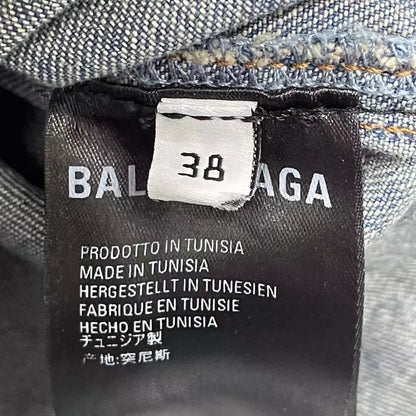 Balenciaga embroidered logo light blue washed denim shirt