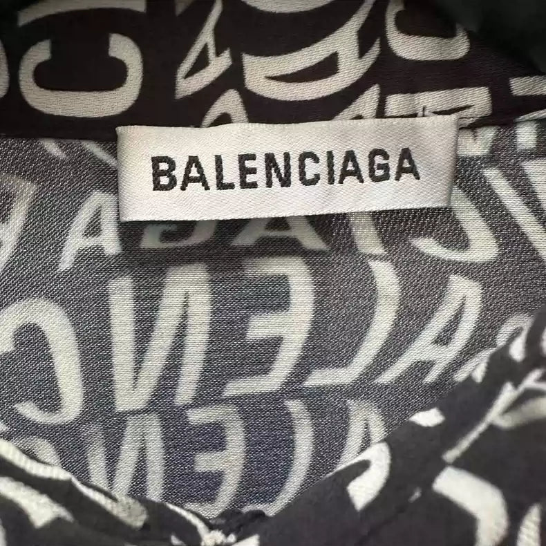 Balenciaga FW19 Full print twisted letter logo long sleeved shirt