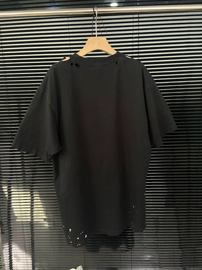 Balenciaga Rainbow Logo Damaged Vintage Short Sleeves