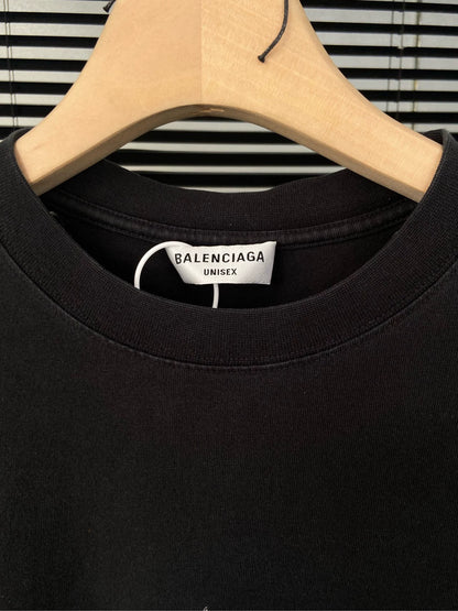 Balenciaga Rainbow Logo Damaged Vintage Short Sleeves