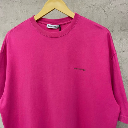 Balenciaga dragon fruit color small logo short sleeved shirt