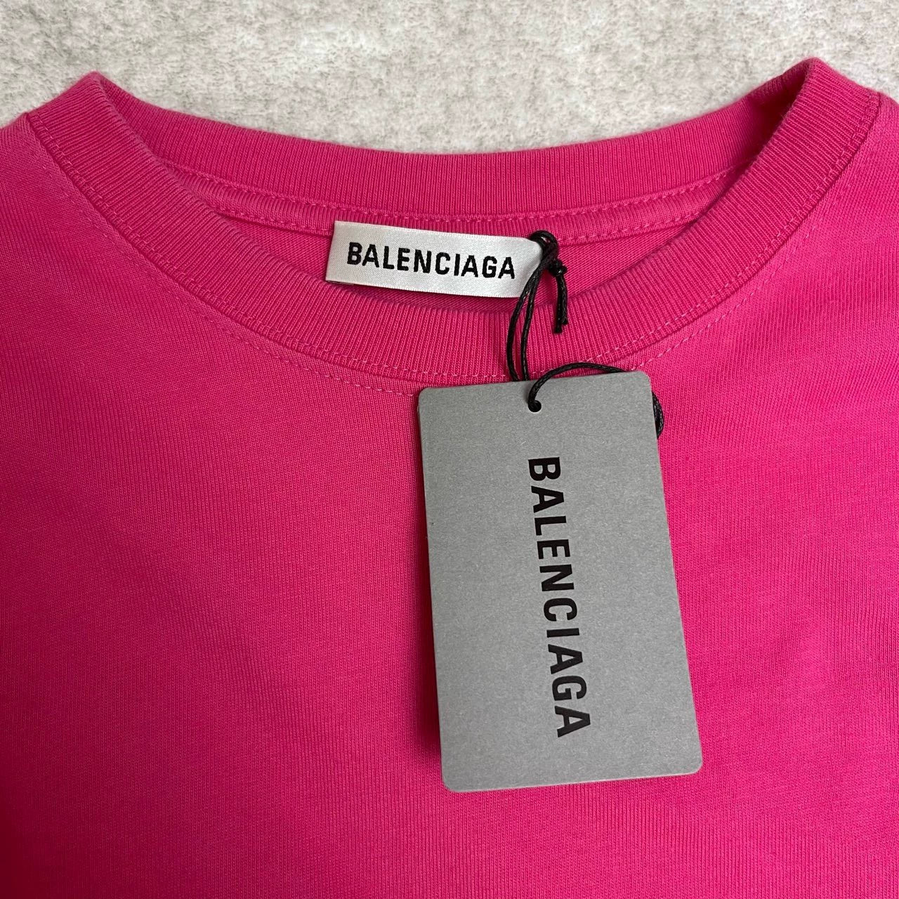 Balenciaga dragon fruit color small logo short sleeved shirt