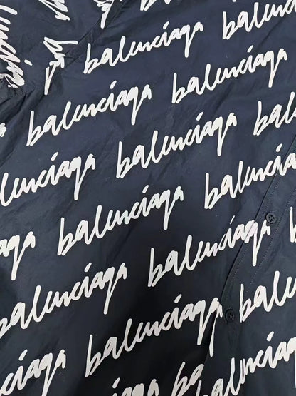 Balenciaga22ss full graffiti logo short sleeved shirt