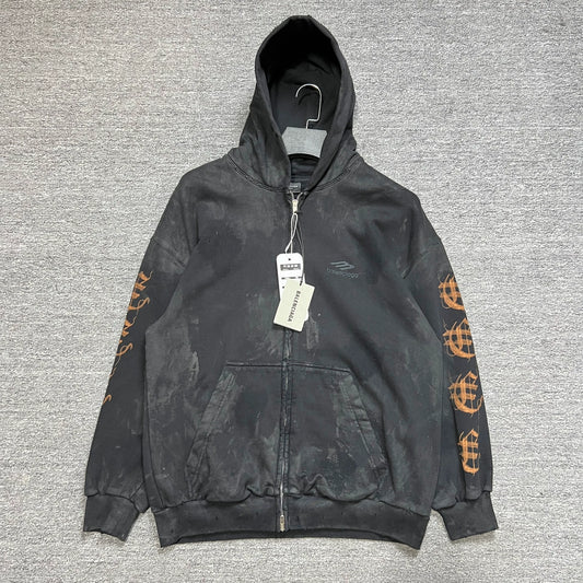 Balenciaga mud dyed Sanskrit zipper hoodie