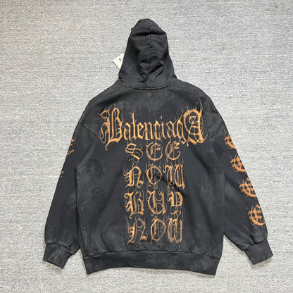 Balenciaga mud dyed Sanskrit zipper hoodie